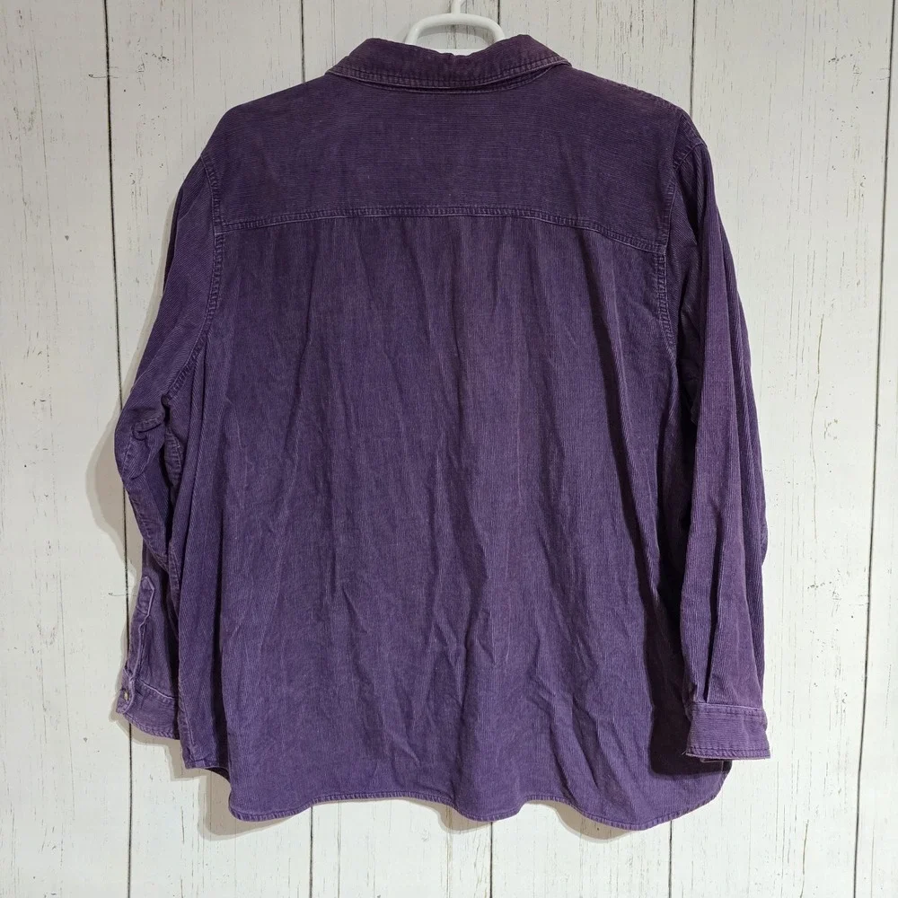 Disney Pooh Tiger Woman Purple Corduroy Button Up Shirt Sz‎ 26W/28w Vintage Y2K - Picture 2 of 10